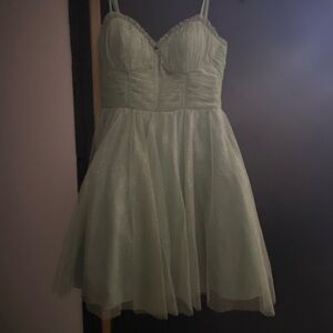 Sage Green Sparkly Hoco Dress